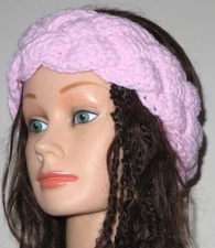 New Crochet Pink Tunisian Braid Size M (22 Inches) Headband Ear Warmer