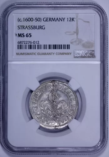 c 1600-50 Germany 12 Kreuzer Strassburg NGC MS 65 Top Pop