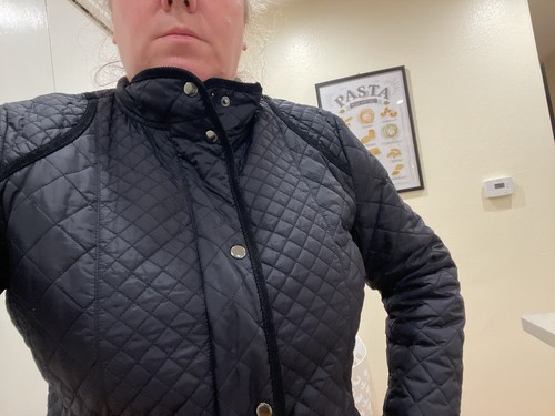 Hobbs London Navy Quilted Zip Front Hip Length Coat Women’s US12 - Picture 5 of 24