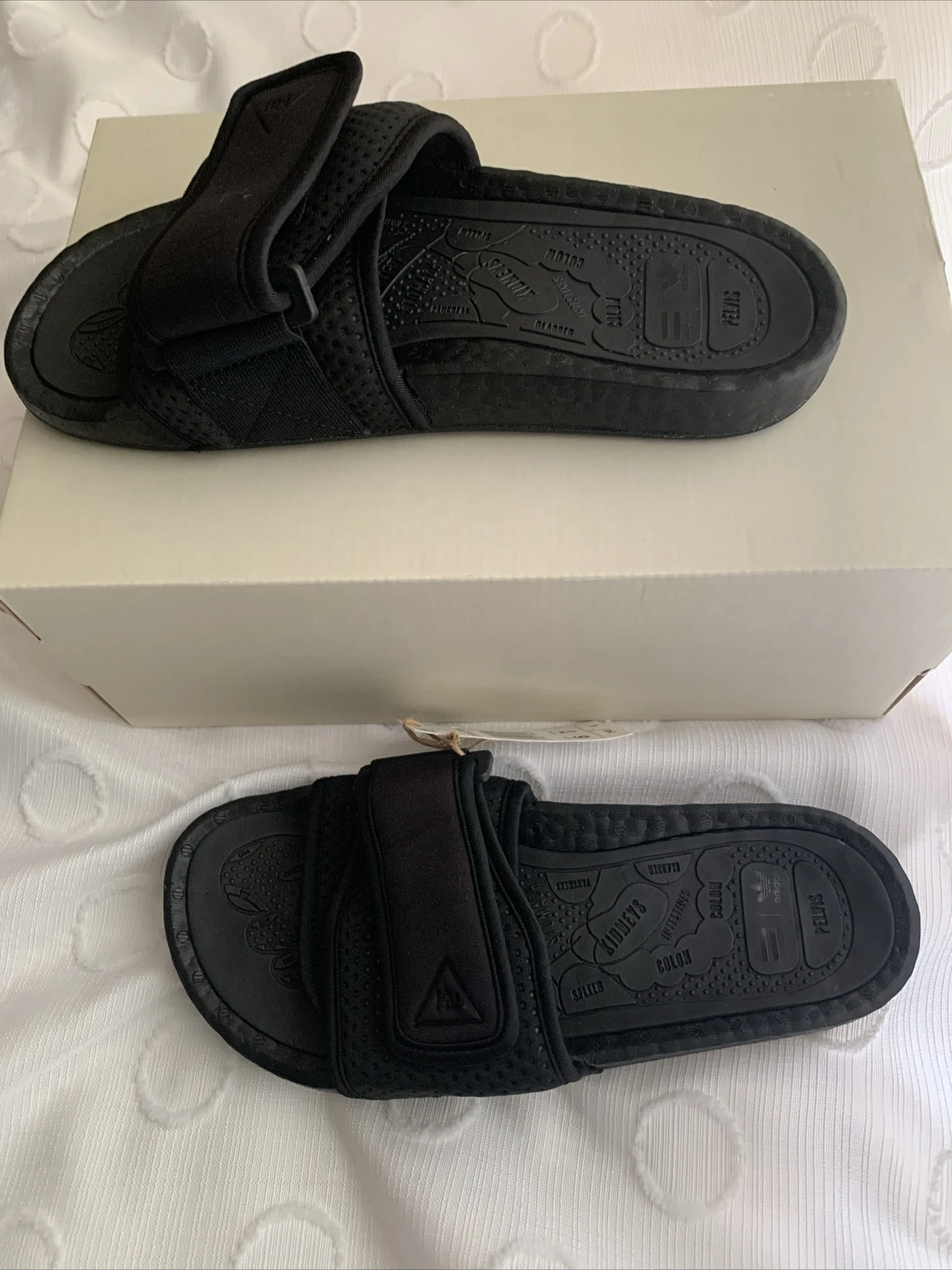 FX8056 taglia 6 Adidas x Pharrell Williams Hu Boost Slides Core da uomo nero