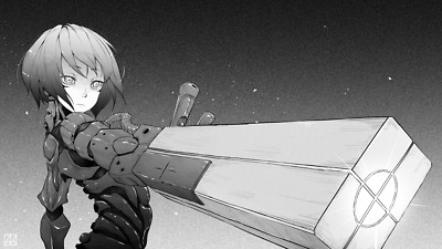 Anime cyborg mecha girls monochrome blame Playmat Game Mat Desk
