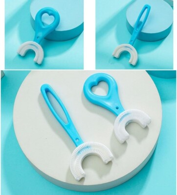 2 Stück Kinder Kinder Silikon U-Form Zahnbürste 360 Gründliche Reinigung Zähnebürste