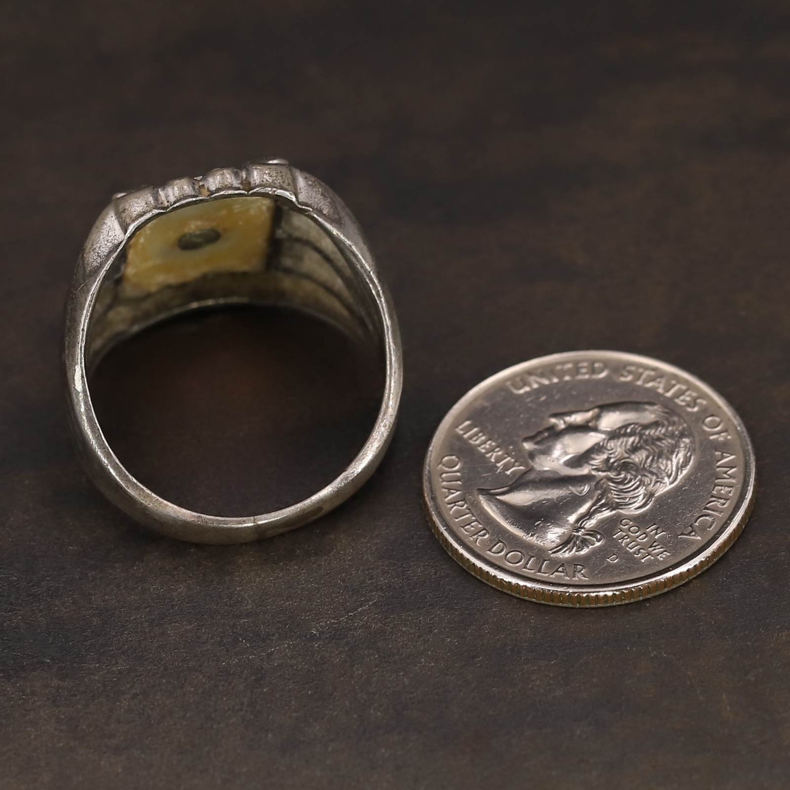 VTG Sterling Silver MOP Fraternal Order Eagle Men's Ring Size 12