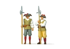 NEW HO Preiser Medieval Figures # 28222 TWO Gate Guards with Halberds