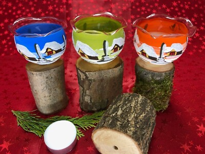 Steck-Windlicht Stecker Stecklicht Teelichthalter Adventskranz Glas Deko Lauscha
