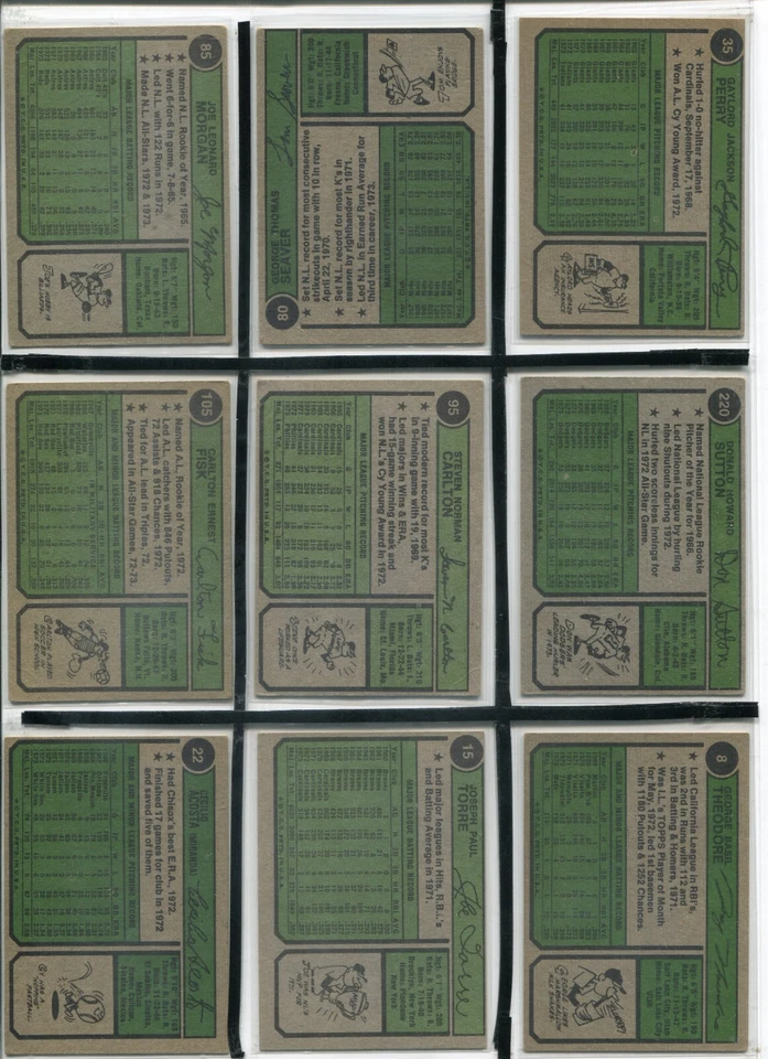 *X - Lote de 11 cartas Topps 1974: Perry, Morgan, Carlton, Fisk, Ryan, Seaver, etc. Foto 2 de 4