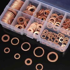 200PCS Solid Copper Crush Washer Gasket Set Flat O-Ring Seal Assortment Kits UK
