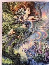 Josephine Wall Happy Birthday Greeting Card Enchantment(Rainbow Dreams)8.5by11