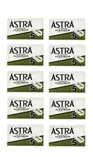 Astra Platinum Double Edge Safety Razor Blades, 50 Blades (10 x 5)