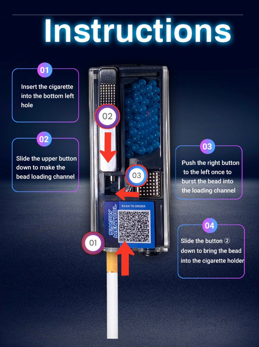 cigarette crush ball dispenser 100 Cigarette Menthol Balls Blue Menthol Bead Crush With Dispenser  Applicator