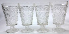 4 X Hazel Atlas Big Top Peanut Butter VTG Footed Iced Tea 5 5/8" Glasses MCM USA
