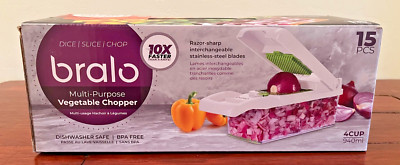 Bralo Multi-purpose Vegetable Chopper 15 Pieces 7 Blades New Open Box