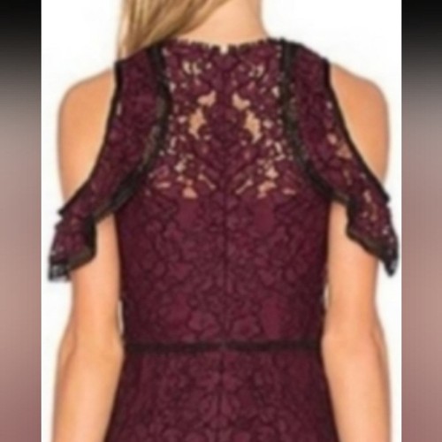 NWOT Alexis burgundy and black lace jumpsuit off shoulder holiday size X small - Picture 8 of 13