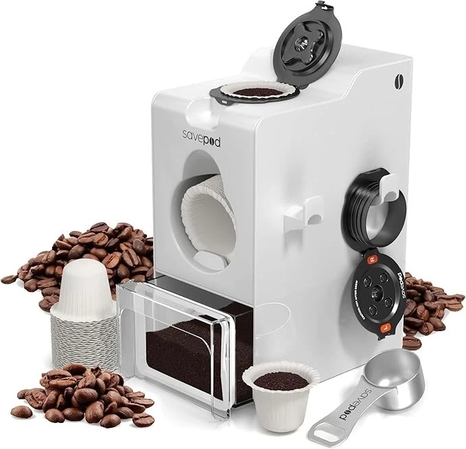 SavePod Coffee Pod Maker with Reusable Coffee Pods, Compatible with Keurig an