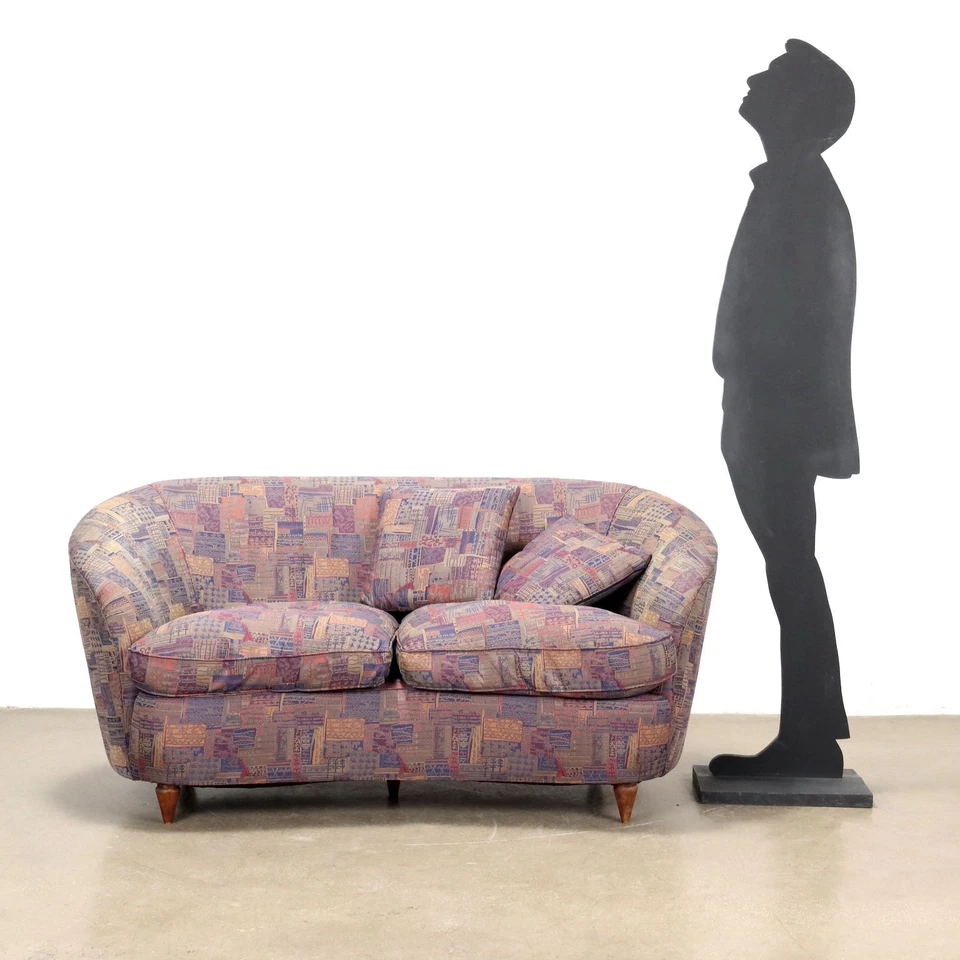 Sofá Vintage Tela Madera Diseño Italiano Italia Años 60 Original Foto 2 de 4