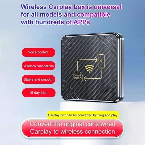 Fibra de Carbono Coche Android Auto Carplay Cableado a Inalámbrico Adaptador 2 en 1 Caja AI - Imagen 2 de 9