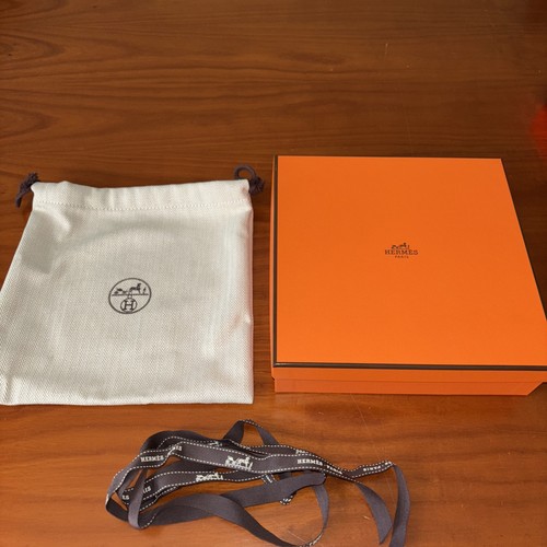 Authentic HERMES Empty Box 7.5x 7.5x 2.25” W/Tissue, Dust Bag & Ribbon