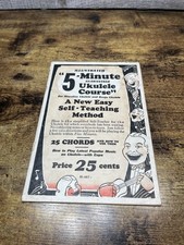 Vintage 1937 Ukulele Instruction Book M.M. Cole 5-Minute Course Sheet Music
