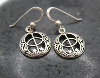 Celtic Peter Stone Sterling Silver Earrings Stars Chalice Well England .925 PSCL