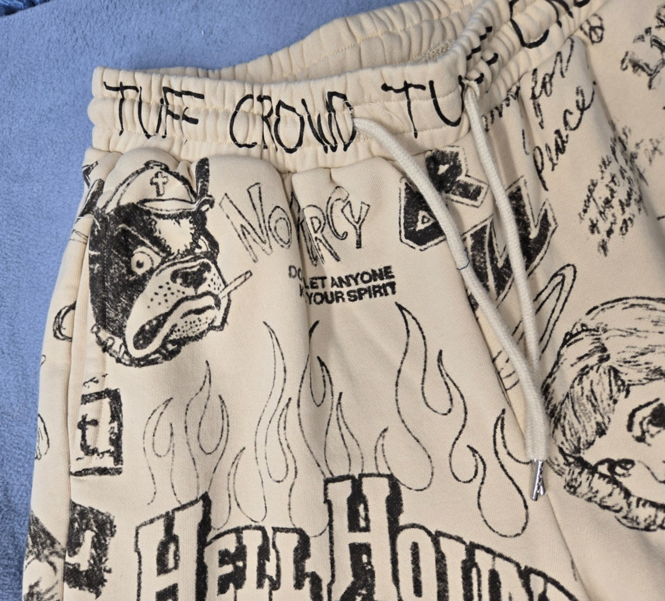 Tuff Crowd RARE Cream FRIGHTMARE SUCKERS FOR PLEASURE HELL HOUND Sweatpants L image 6