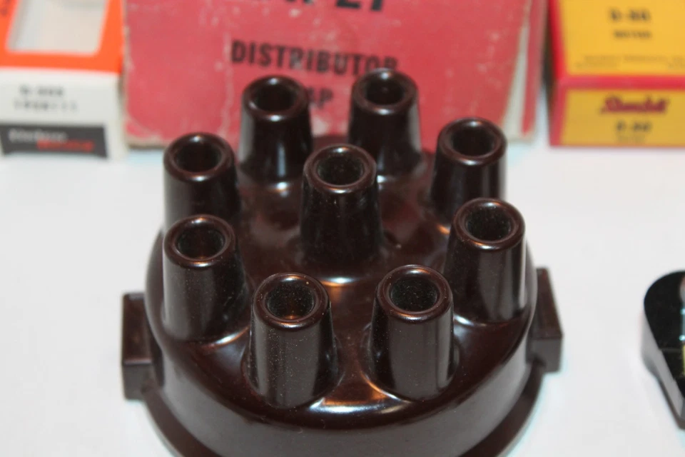 1938-1939 Cadillac 8 tapa de inserción de latón rojo marrón, rotor, puntos nuevos, condensador Foto 2 de 4