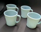 Lot Of 4 Fire-King Oven Ware D Handle Delphite Blue Mug Coffee Cup USA Vintage