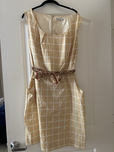Madison Leigh Women Cream and white lined front women’s dress May Fit Sz 16/18 - Picture 2 of 9