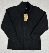 PJ Paul Jones Sweater Mens XL Black Full Zip Ribbed Knit Mock Neck Pullover