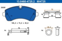 ATE 13.0460-4725.2 Bremsbelagsatz Scheibenbremse FüR MERCEDES-BENZ,VW