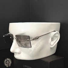 Chrome Style Hearts Gray Lens Silvery Frameless Glasses Women Men Eyewear