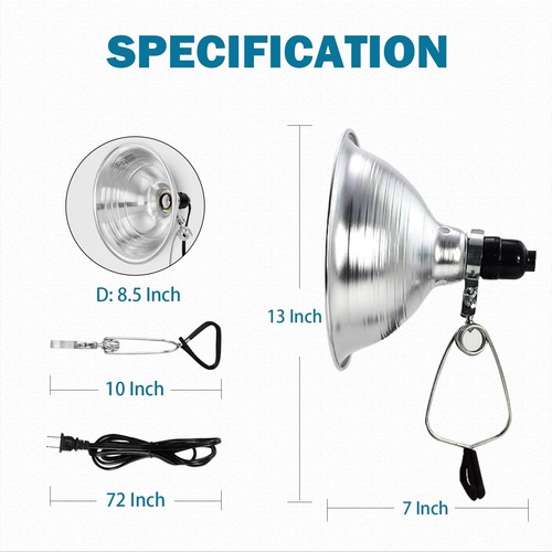 Clamp Lamp Light with Detachable 8.5 Inch Aluminum Reflector, 150 Watt E26 So... - Picture 2 of 7