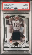 2008 Leaf Rookies & Stars Elements Tom Brady Game Worn Jersey Patch /100 PSA 8
