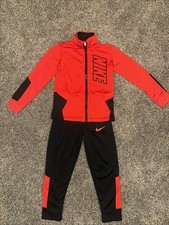 Nik Boys 2 Piece Polyester Jogging Set Tracksuit Red, Black, Size 4-5