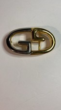 VTG Two-Tone Gucci Italy GG Belt Buckle 3" Long - 1 3/4" Wide - 1 1/4" Fold-over