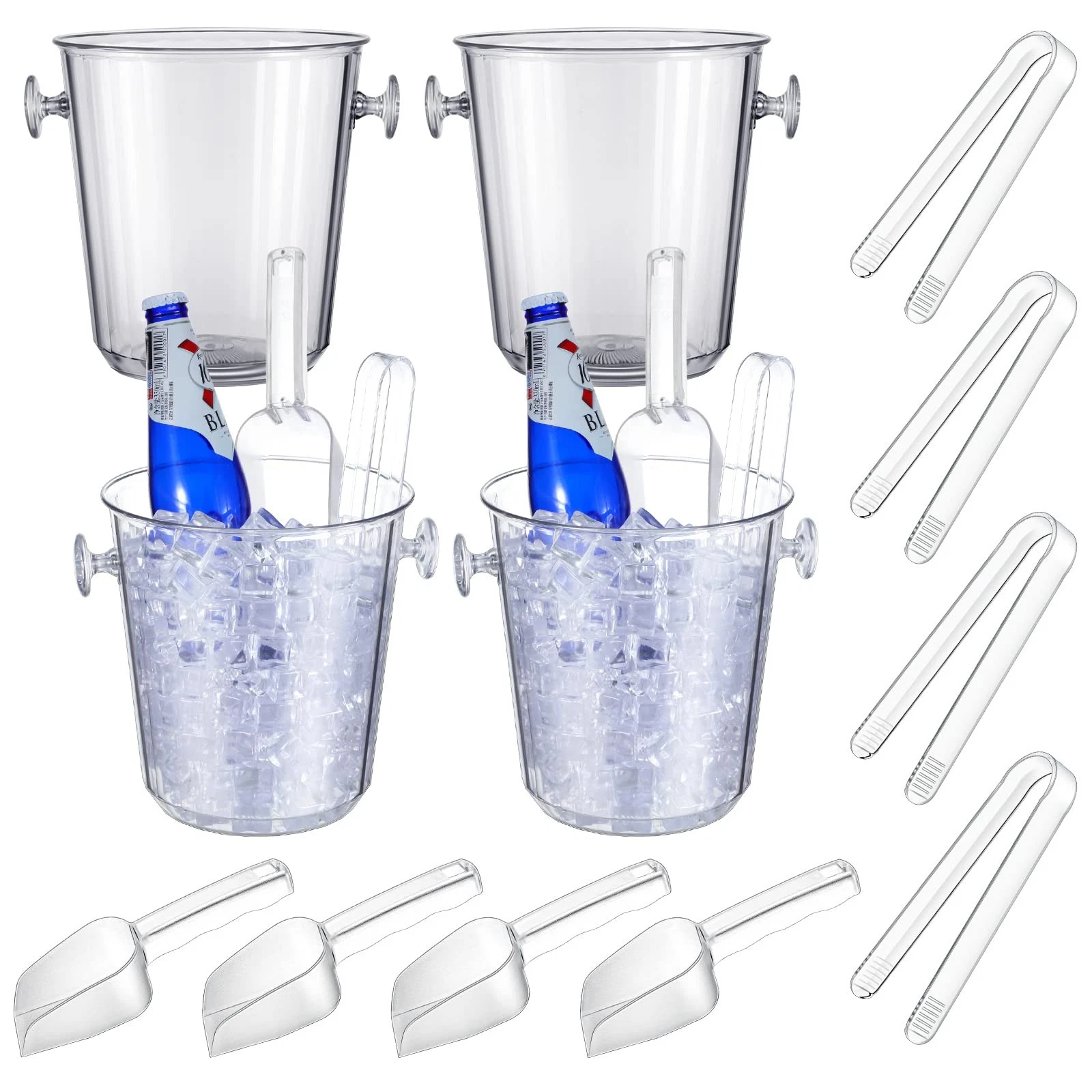 Irenare Acrylic Ice Buckets for Parties 3.5 L Plastic Clear Wine Bucket with ...