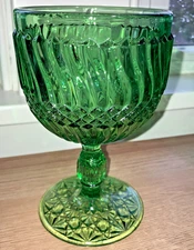 Jersey Swirl Textured Green Goblet L. G. Wright 6 x 3 1/2"