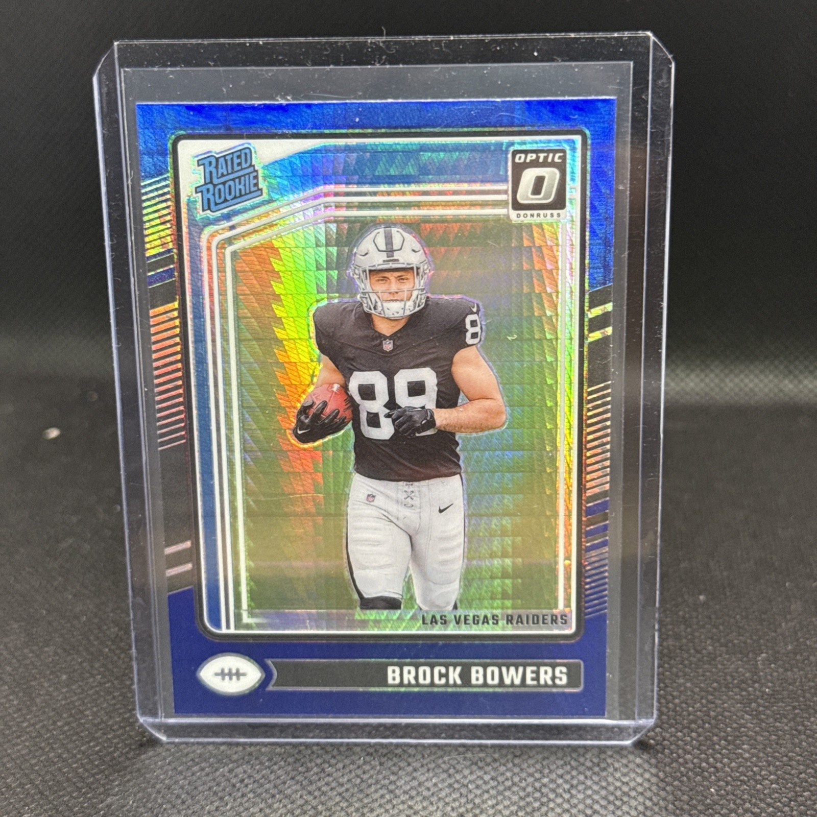 2024 Panini Donruss Optic - Rated Rookie Brock Bowers #215 Blue Hyper Prizm (RC)