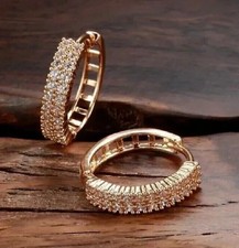 2 Ct Round Cut Lab-Created Diamond Huggie Hoop Earrings 14K Yellow Gold Plated