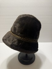 VTG Mid-Century 1950-1960 Brown Faux Fur Hat Designer Hatters Prop Craft Cosplay