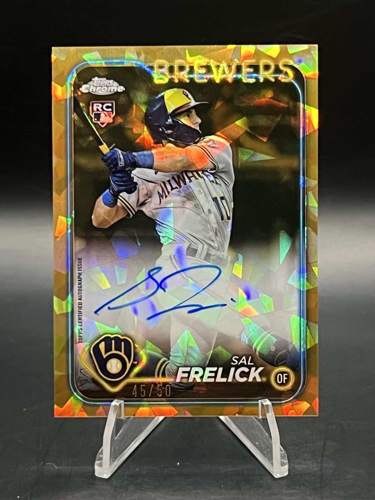 Sal Frelick 2024 Topps Chrome Update Sapphire - #USA-SF Gold Rookie Auto /50