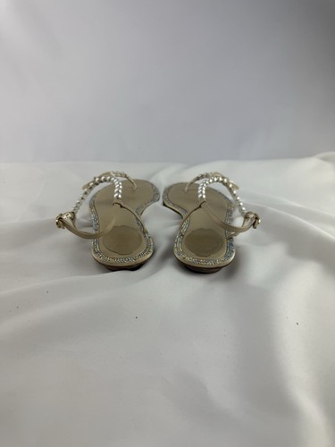Cream gold pearl sandals Rene Caovilla Size 8.5 - Picture 3 of 7