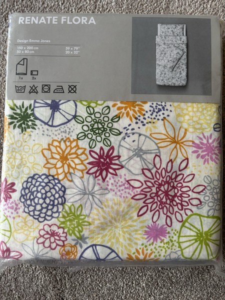 Funda nórdica individual y fundas de almohada florales extremadamente raras Ikea Renate Flora nueva