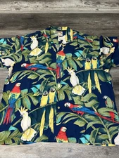 Vintage Paradise Found Parrot Macaw AOP All Over Print Hawaiian Button Shirt 2XL