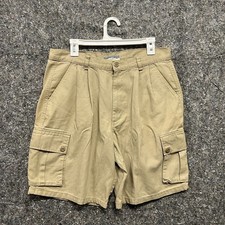 Old Navy Mens 34 Khaki Tan Pleated Cargo Shorts 100 Cotton Relaxed Fit Utility