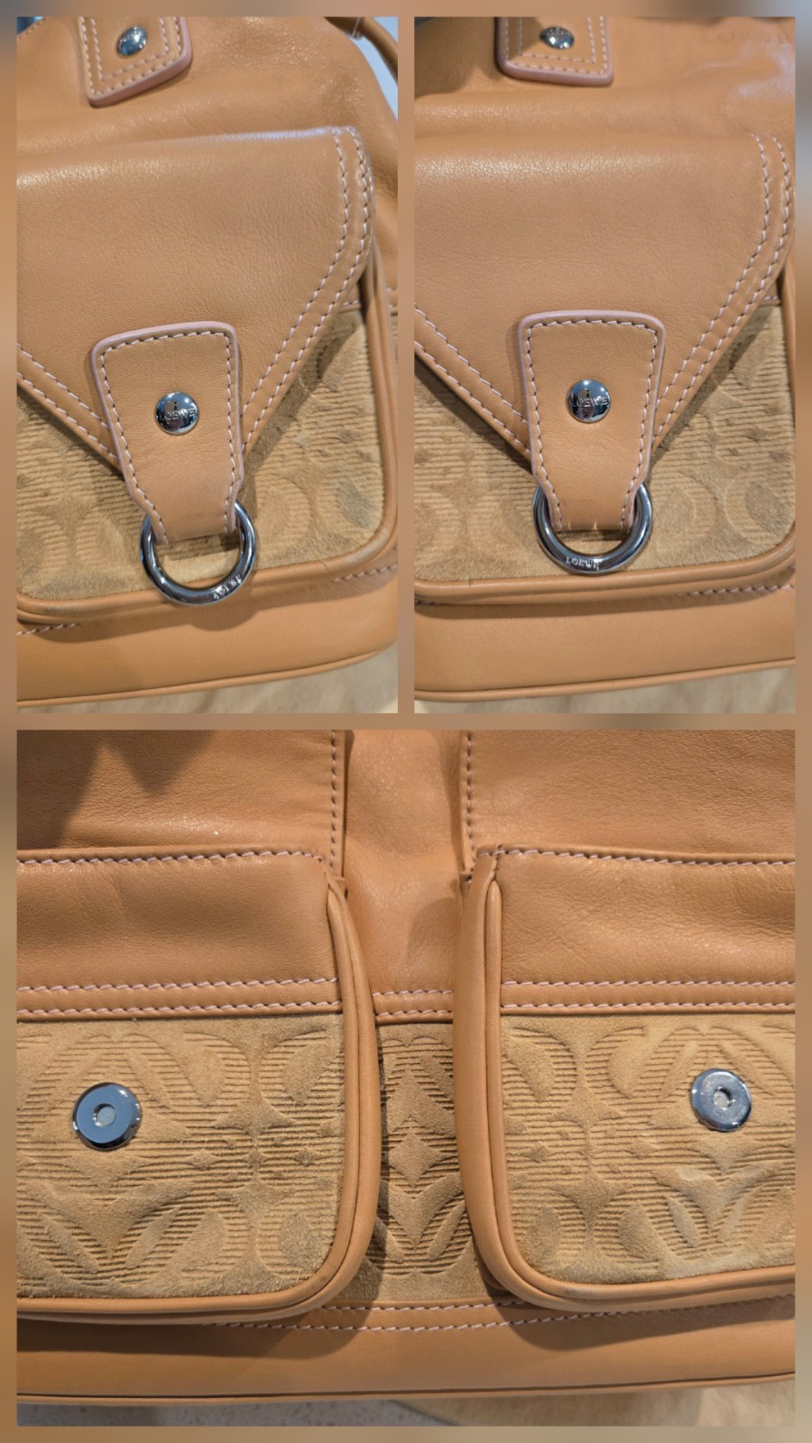 LOEWE Suede & Lambskin Leather Combi Anagram Hand… - image 16