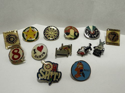 Vintage Dart Enamel Lapel Pin Pinback Badge Award Lot of 13 Garfield