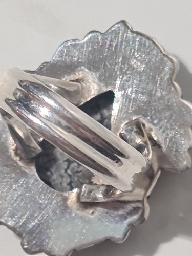 Ladies Sterling Silver 925 Statement Ring Size R Teardrop Stone - Picture 7 of 8