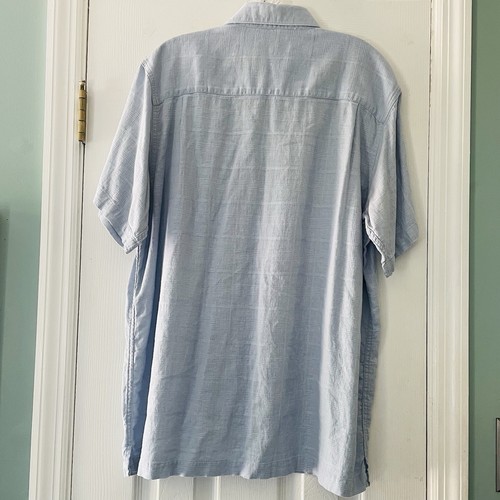 Vintage! Ron Chereskin Washable Linen Blend Mens Size Large Blue Textured Shirt - Picture 4 of 7