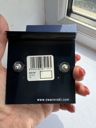 Swarovski Crystal Galet Earrings Authentic Retired Aurora Borealis Blue - Picture 5 of 5