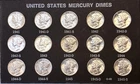 1941-1945 SET OF WWII MERCURY SILVER DIMES (15 COINS) UNC